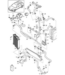 Coolant cooling system / Coolant expansion tank (PR:D19) Cayenne  92A (958) 3.0L HYBRID >> 2014