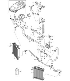 Coolant cooling system / Coolant expansion tank (PR:D11) Cayenne 92A (958) 3.0L V6 PETROL  2011-18