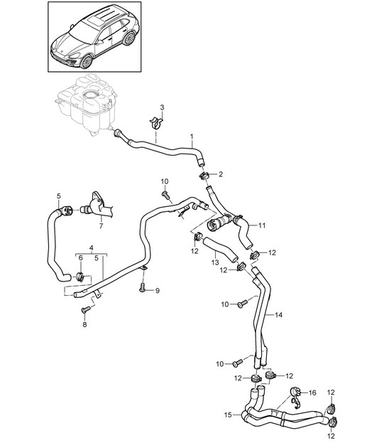 Water cooling (PR:D11) Cayenne 92A (958) 3.0L V6 PETROL  2011-18