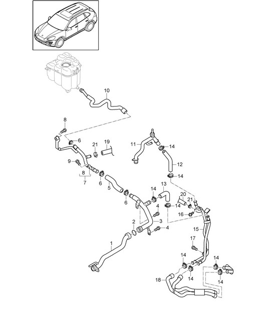 Coolant cooling system - REAR - (PR:DD8,0GG, 7MJ) Caynne 92A (958) 4.2L DIESEL 2011-18