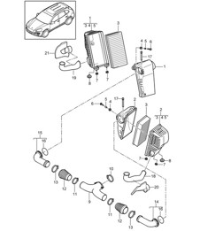 Air filter with connecting parts (PR:D6V,E0A) Cayenne 92A (958) 2011-18