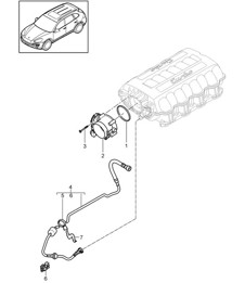 Adattatore valvola a farfalla/Ventilazione per serbatoio carburante (Modello: 4802,4852, CFTB,CFT, CYXA,CYX) Cayenne 92A (958) 4.8L 2011-18