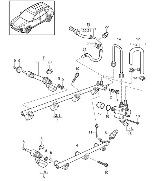 Diagram 107-030 Porsche Macan (95B) MK1 (2014-2018) Engine
