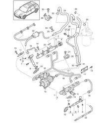 Fuel collection pipe / Fuel line / high-pressure injector (Model: 059E)  Cayenne 92A (958) 3.0L DIESEL >>05/2011