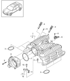Intake air distributor / Throttle valve adapter (Model: CURA,CUR, CXZA,CXZ) Cayenne 92A (958) 3.6L 2011-18