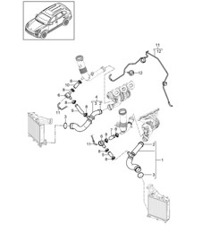增压空气冷却器/压力管 (型号：CURA、CUR、CXZA、CXZ) Cayenne 92A (958) 3.6L 2011-18