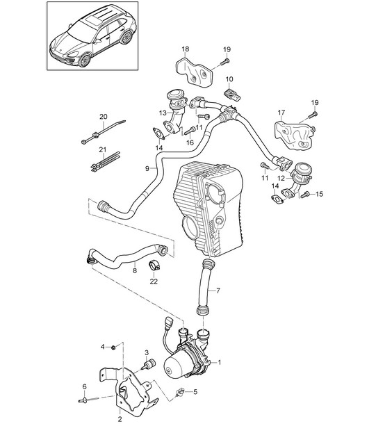 Secondary air pump (Model: 06EC,CGEA, CGE,CGFA,CJT) Cayenne 92A (958) 3.0L HYBRID 2011-18