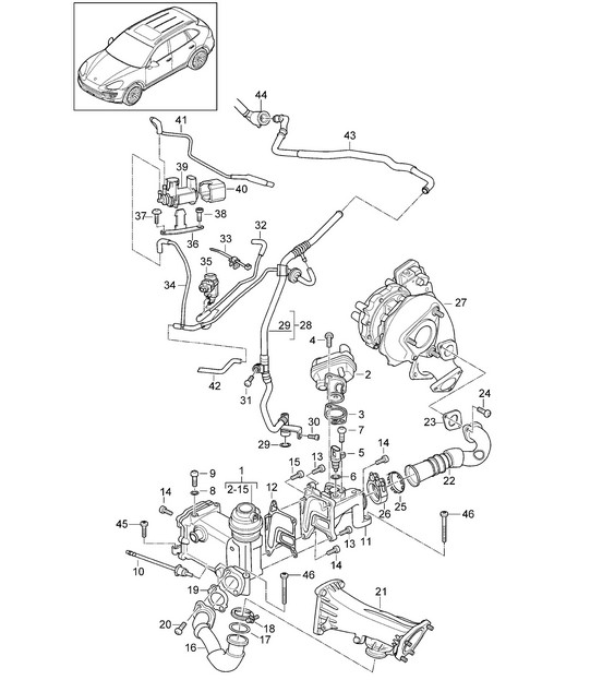Exhaust gas recirculation / Vacuum system (Model: CRCA,CRCB, CNRB,CVVA, CVVB,CVVC) Cayenne 92A (958) 3.0L DIESEL 05/2011-18