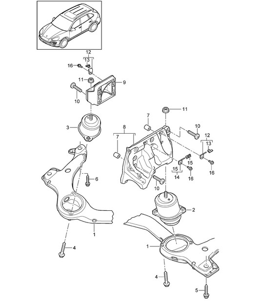 Engine lifting tackle - LOWER -  (Model: 4802,4852, CFTB,CFT, CYXA,CYX) Cayenne 92A (958) 4.8L 2011-18