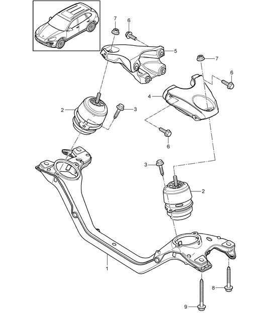 Engine lifting tackle - LOWER - (Model: 059E) Cayenne 92A (958) 3.0L DIESEL >>05/2011