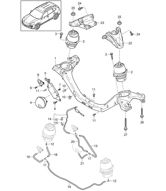 Engine lifting tackle - LOWER - (Model: CRCA,CRCB, CVVA,CVVB, CVVC) Cayenne 92A (958) 3.0L DIESEL 05/2011-18