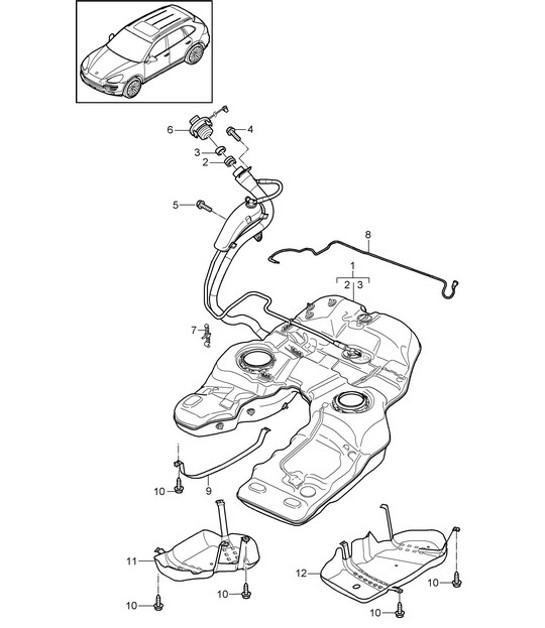 Diagram 201-005 Porsche Boxster 987 S 3.2/3.4L 2005-08/08 Fuel System, Exhaust System