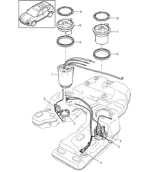 Fuel tank / Fuel pump / Suction jet pump (PR:2G1,2G3, 2G4,2G7,2G8, 0K0,0K1) Cayenne 92A (958) 2011-18