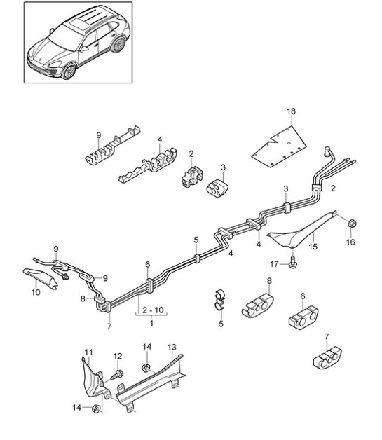 Diagram 201-025 Porsche Macan (95B) MK1 (2014-2018) Fuel System, Exhaust System