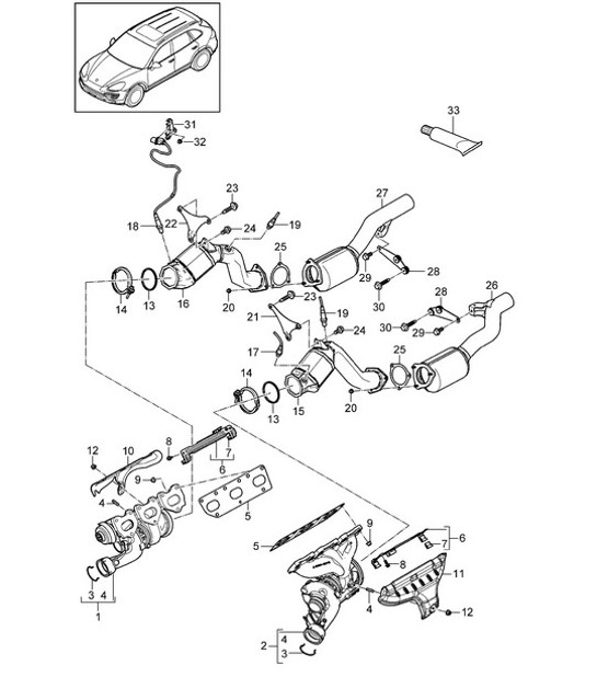Diagram 202-007 Porsche 356 (1950-1965) Fuel System, Exhaust System