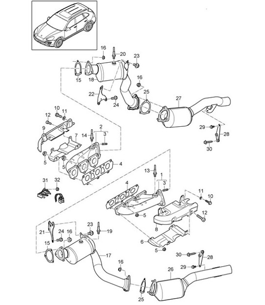 Diagram 202-025 Porsche 356 (1950-1965) Fuel System, Exhaust System