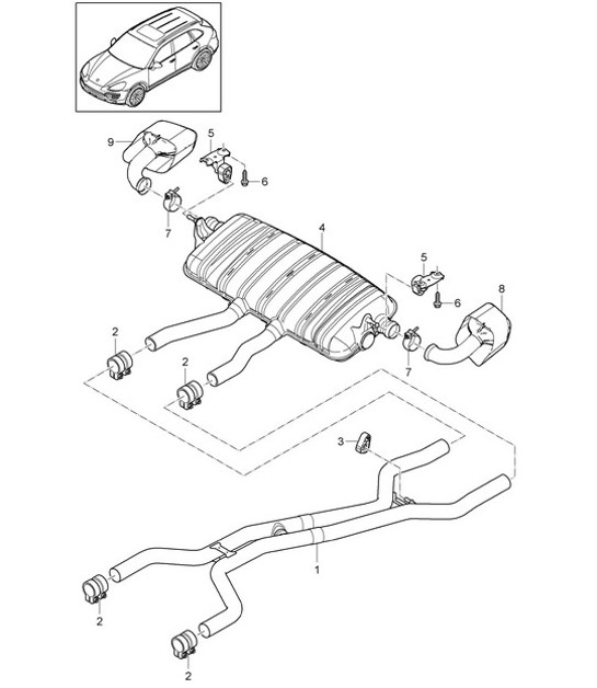 Diagram 202-030 Porsche Macan (95B) MK1 (2014-2018) Fuel System, Exhaust System