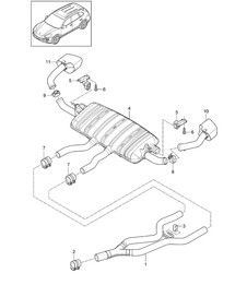 Exhaust system / Exhaust pipe / Rear silencer / Tailpipe (PR:DV7,D51, D1V,0P0,0P3, 0P6) Cayenne 92A (958) 3.0L DIESEL  2015>>