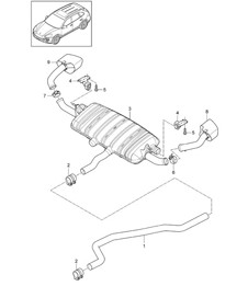 Exhaust system / Exhaust pipe / Rear silencer / Tailpipe (PR:D43,0P0, 0P3,0P6) Cayenne 92A (958) 3.0L DIESEL 2015>>
