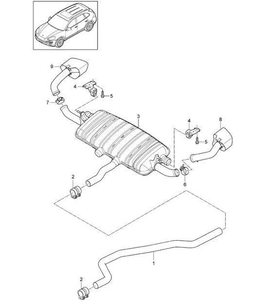 Diagram 202-053 Porsche 970.2 Panamera 4 V6 3.6L 4WD (310Hp) 2014-16 Fuel System, Exhaust System