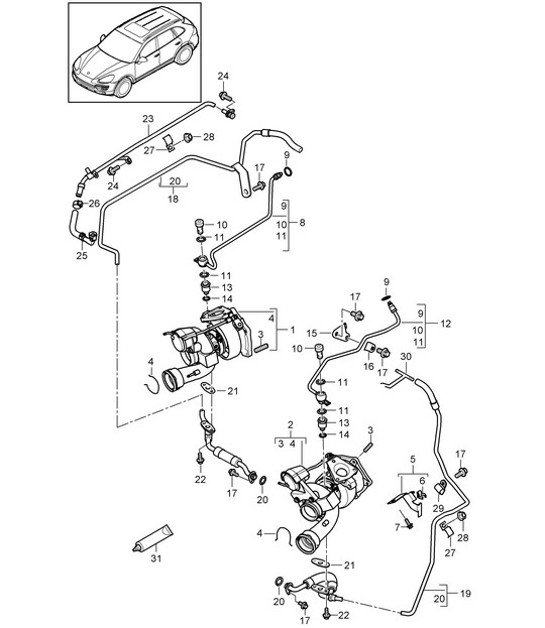 Diagram 202-060 Porsche Panamera 970 MK1 (2009-2013) Fuel System, Exhaust System