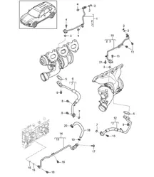 Oil pipe for Exhaust gas turbocharger (Model: CURA,CUR, CXZA,CXZ) Cayenne 92A (958) 3.6L 2011-18