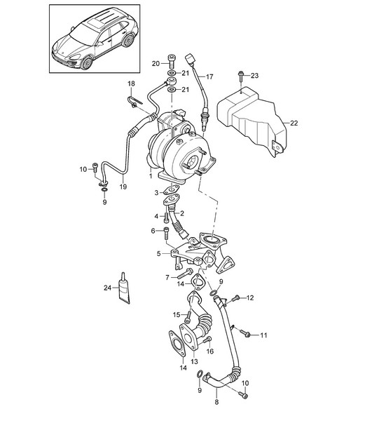 Exhaust gas turbocharger / Oil pipe (Model: 059E) Cayenne 92A (958) 3.0L DIESEL >>05/2011