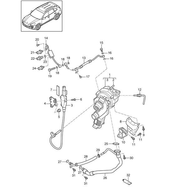 Exhaust gas turbocharger / Oil pipe for Exhaust gas turbocharger (Model: CUDB,CUDC) Cayenne 92A (958)4.2L DIESEL  2011-18