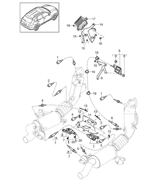 Diagram 202-095 Porsche Macan (95B) MK1 (2014-2018) Fuel System, Exhaust System