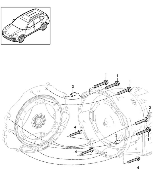Threaded joint / Engine and transmission (PR:D50,D43, D1V,DV7,D51) Cayenne 92A (958) 3.0L DIESEL 2011-18