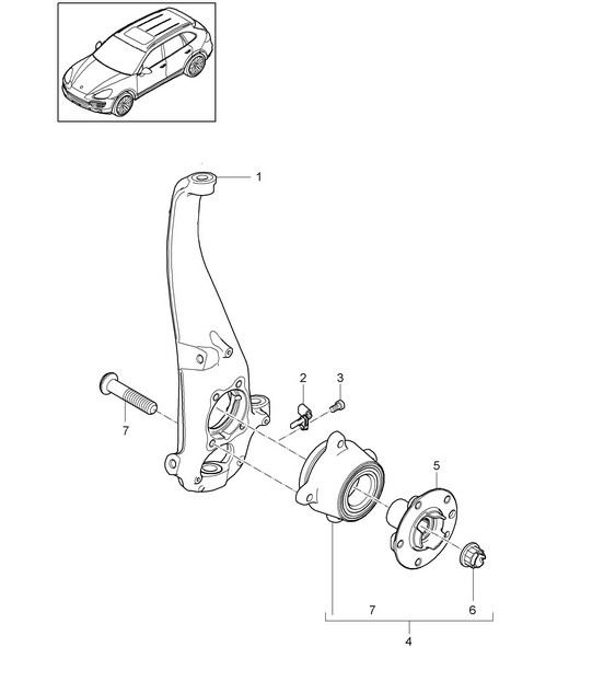 Swivel mounting / Wheel hub Cayenne 92A (958) 2011-18