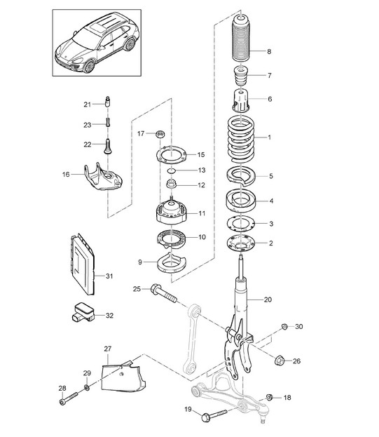 Suspension / Steel (PR:1BA,1BH, 1BW,1BZ) Cayenne 92A (958) >>2014