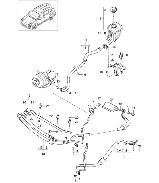 Anti-roll bar / Lines / Engine compartment / Oil container (CFTB,CFT, CURA,CUR, CXZA,CXZ+ PR:0AW) Cayenne 92A (958) 3.6L / 4.8L  2015>>