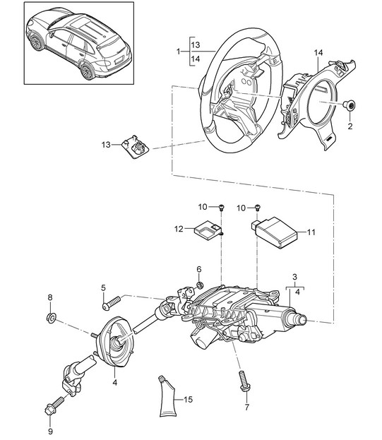 Steering wheels / Steering column / Intermediate steering shaft  Cayenne 92A (958) >>2014