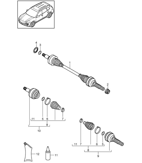 Drive shaft Cayenne 92A (958) >>2014