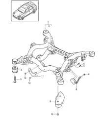 Rear axle / Suspension sub-frame / Headlight range control / Adaptive suspension / Stone chip guard Cayenne 92A (958) 2015>>