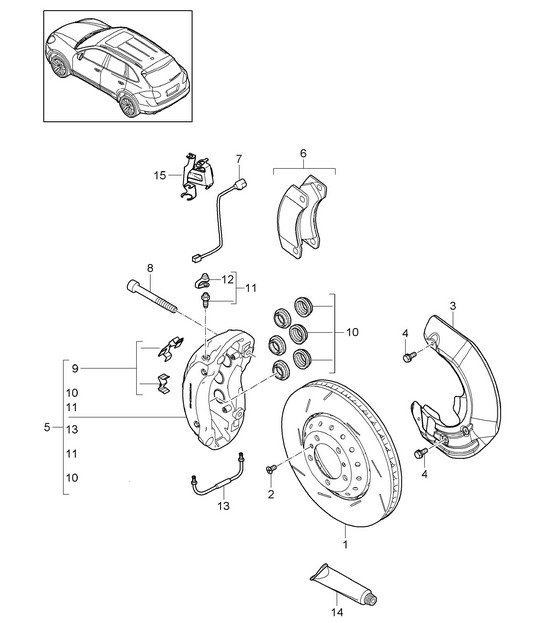 Disc brake / Front axle Cayenne 92A (958) >>2014
