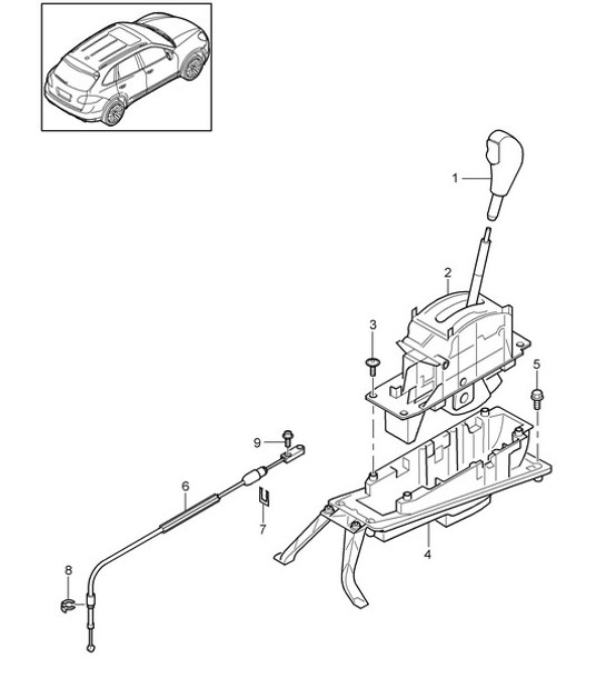 Diagram 701-001 Porsche Macan (95B) MK1 (2014-2018) Hand Lever System, Pedal Cluster 