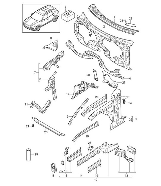 Diagram 801-010 Porsche Macan (95B) MK1 (2014-2018) Body