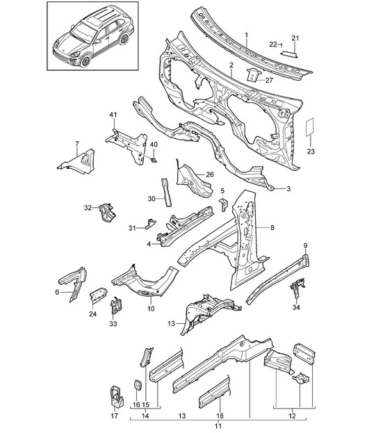 Front end / Individual parts (2nd generation) Cayenne 92A (958) 2015>>