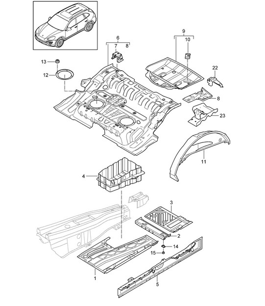 Floor plates Cayenne 92A (958) 2011-18