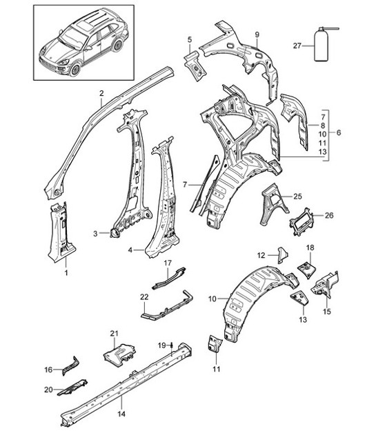 Diagram 801-050 Porsche Macan (95B) MK1 (2014-2018) Body