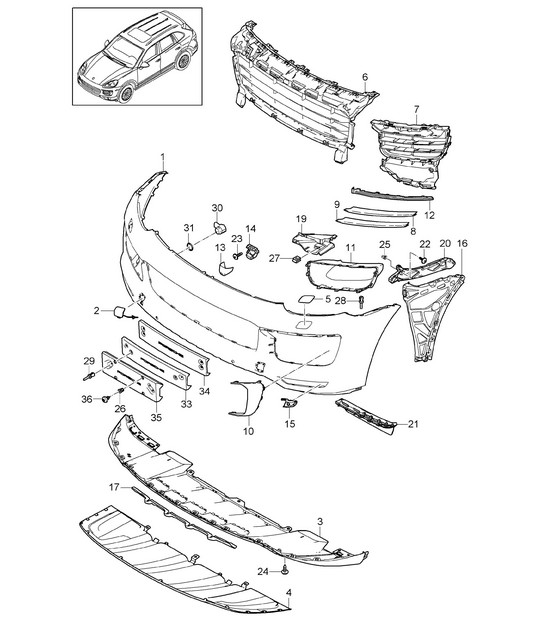 Front Bumper  - 2nd GENERATION - Turbo / GTS (PR:DT1,DU3, DT5) Cayenne 92A (958)  2015>>