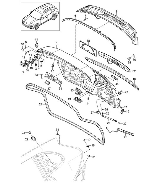 Rear lid Cayenne 92A (958) 2011-18