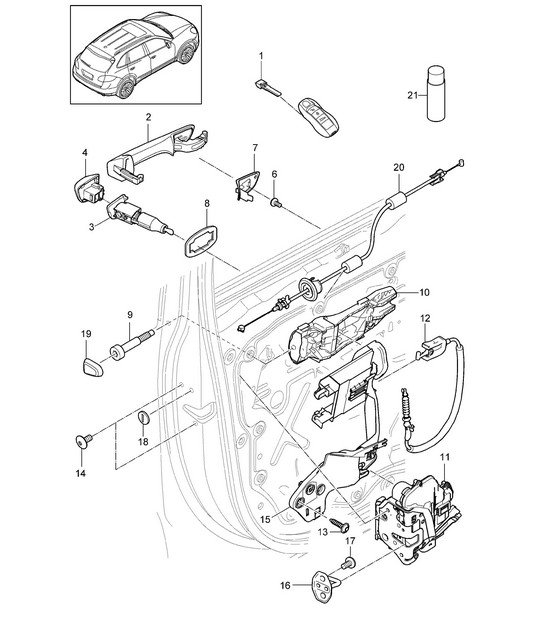 Door handle / Door lock - FRONT - Cayenne 92A (958)  >>2014