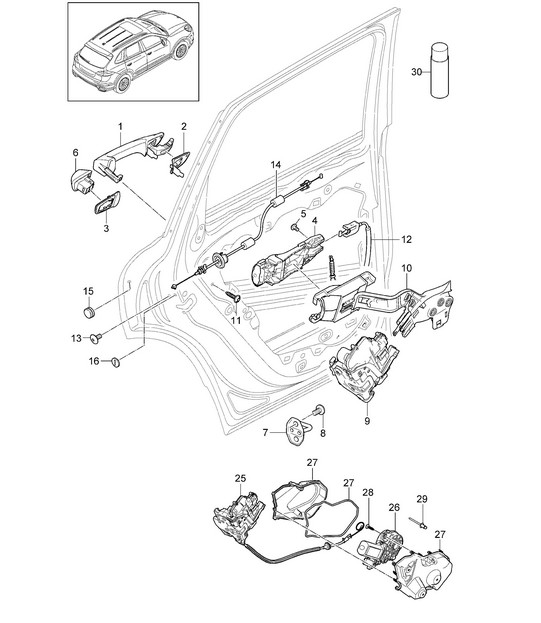 Door handle / Door lock - REAR -  Cayenne 92A (958) 2015>>