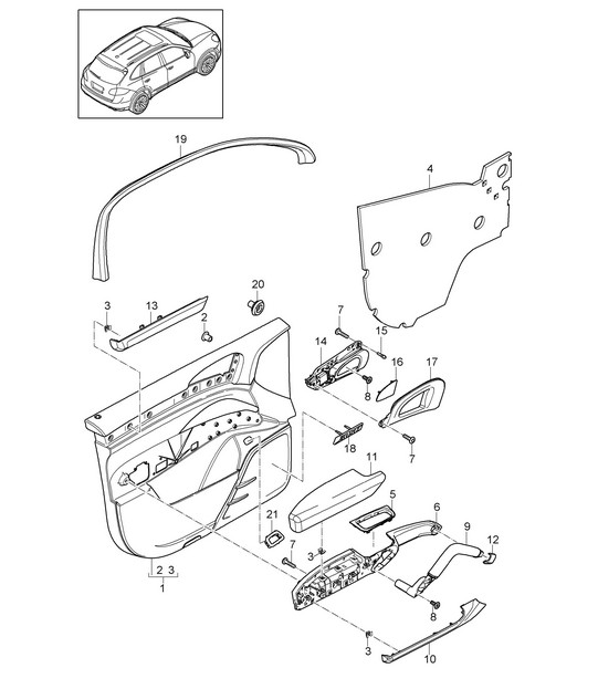 Door panel with: Damping - FRONT - Cayenne 92A (958) 2011-18