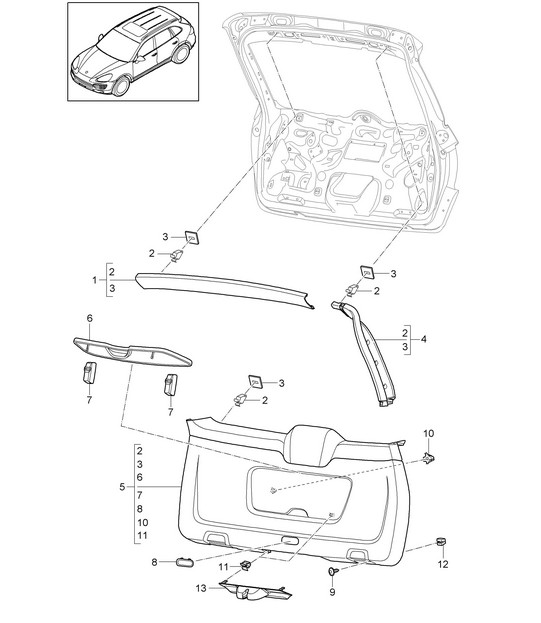 Linings / Rear lid Cayenne 92A (958) 2011-18
