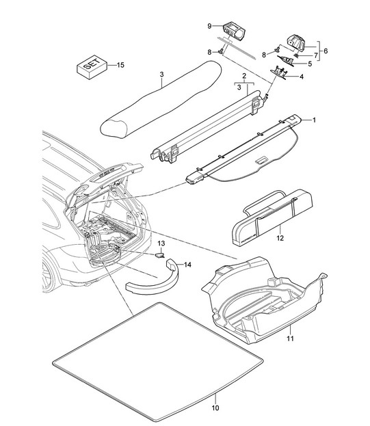 Luggage compartment cover / Net partition / Accessories / Insert / Ski bag Cayenne 92A (958) 2011-18