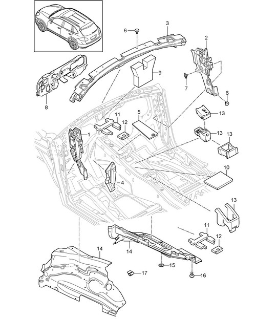 Sound absorber / Passenger compartment / Front end Cayenne 92A (958) 2011-18